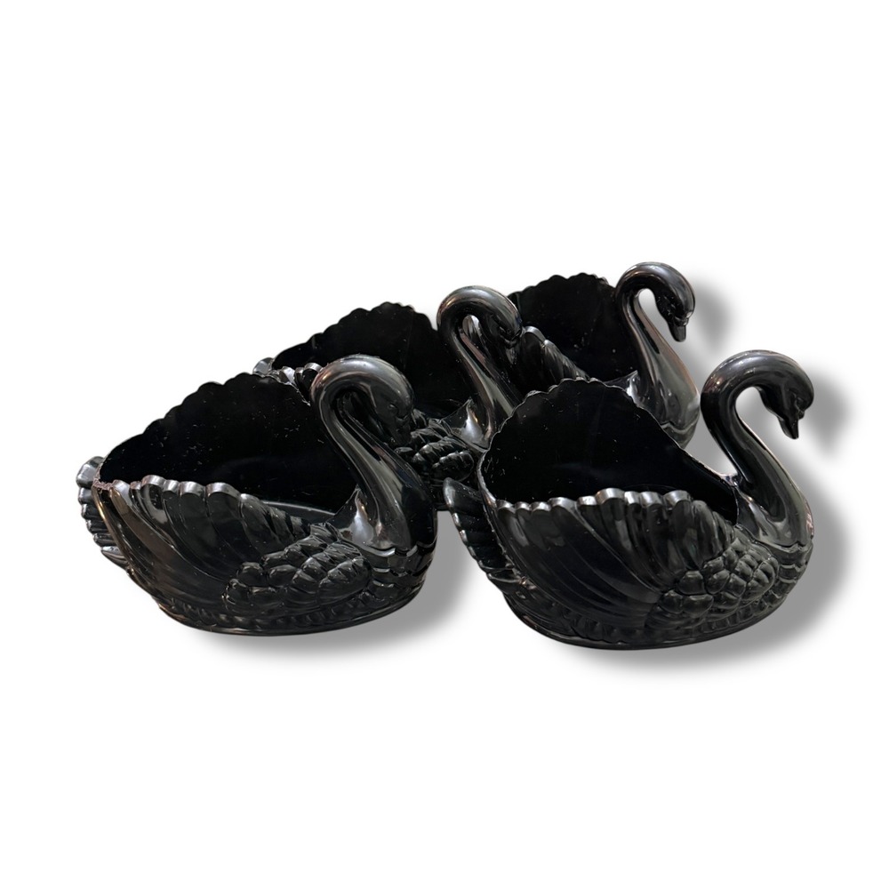 Vintage Regaline Black Swan Planters Set of 4 Made in USA Mid Century‎ Decor